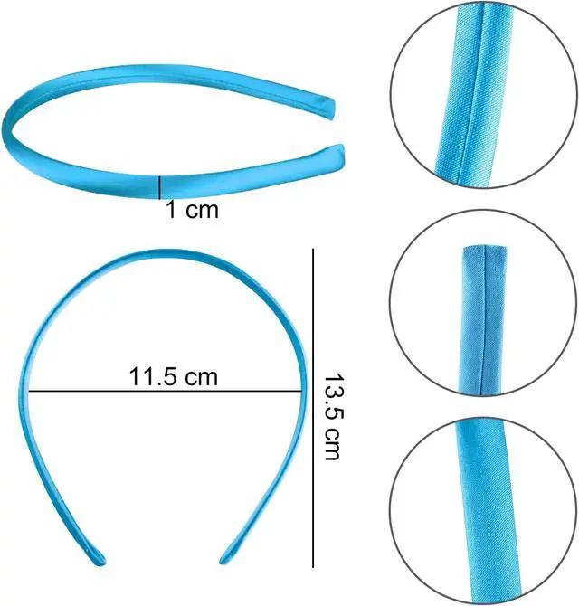 Alt view image 2 of 7 - Duufin 30 Pieces Satin Headbands for Girls 1cm/0.39 inch Girls Headbands | Crafts DIY Colorful Plain Satin Coverd Headbands Comfortable Stay in Place Girl Hair Accessories, 30 Colors