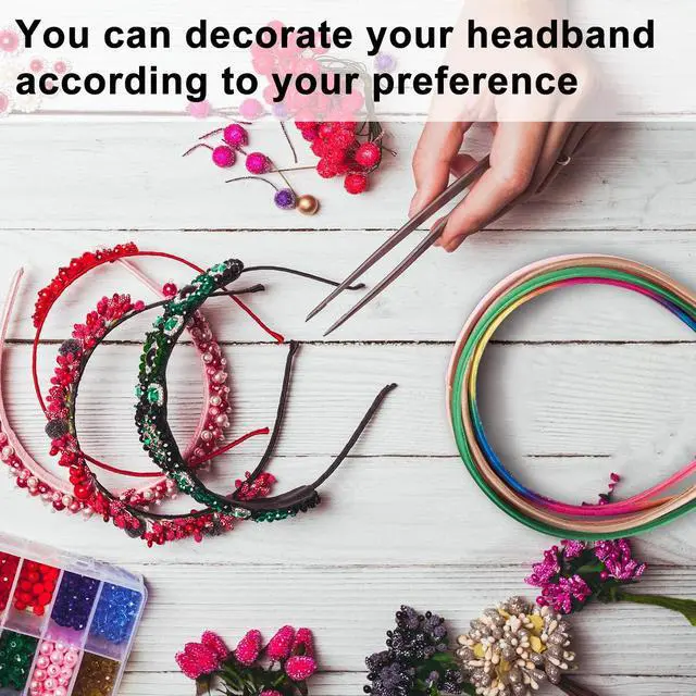 Alt view image 5 of 7 - Duufin 30 Pieces Satin Headbands for Girls 1cm/0.39 inch Girls Headbands | Crafts DIY Colorful Plain Satin Coverd Headbands Comfortable Stay in Place Girl Hair Accessories, 30 Colors
