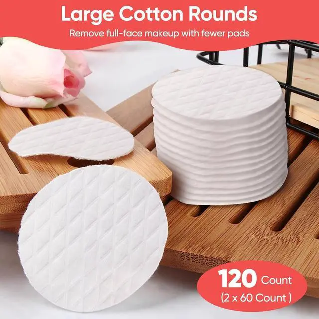 Alt view image 4 of 6 - ICOTLE Extra Large Cotton Rounds, Diameter 3.14", 100% Pure Cotton Pads, Soft and Lint-Free, for Removing Makeup, Nail Polish, and Cleansing Face, 120 Count