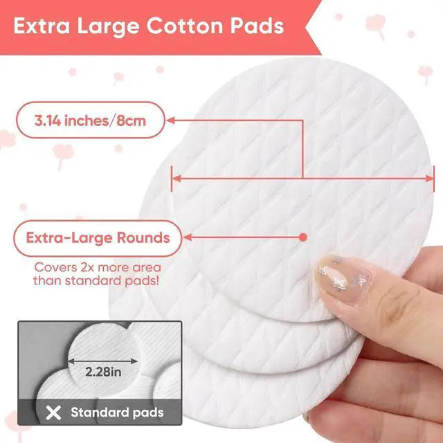 Alt view image 2 of 6 - ICOTLE Extra Large Cotton Rounds, Diameter 3.14", 100% Pure Cotton Pads, Soft and Lint-Free, for Removing Makeup, Nail Polish, and Cleansing Face, 120 Count