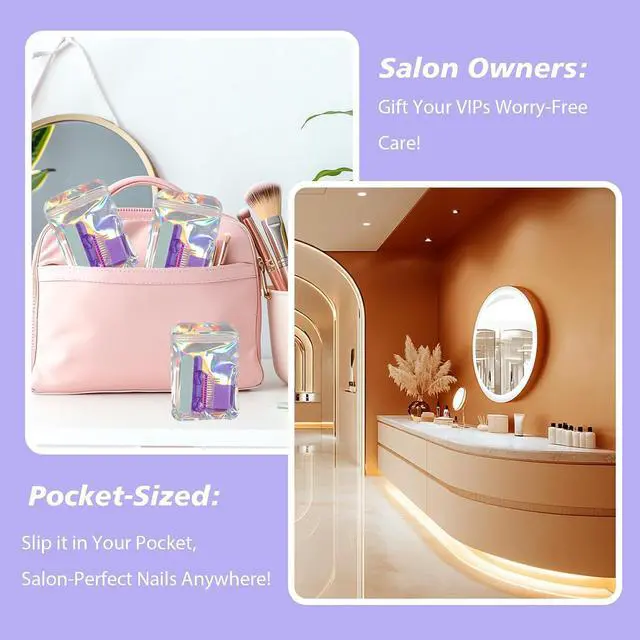 Alt view image 5 of 6 - 18 Set Disposable Manicure Kit Set, Press On Nail Tool Kit (Purple) | Press On Nail Packaging Supplies with Nail File, Buffer, Nail Buffer Block, Handle Brush, Wood Stick, Packaging Bag