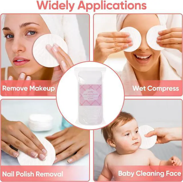 Alt view image 6 of 6 - ICOTLE Extra Large Cotton Rounds, Diameter 3.14", 100% Pure Cotton Pads, Soft and Lint-Free, for Removing Makeup, Nail Polish, and Cleansing Face, 120 Count