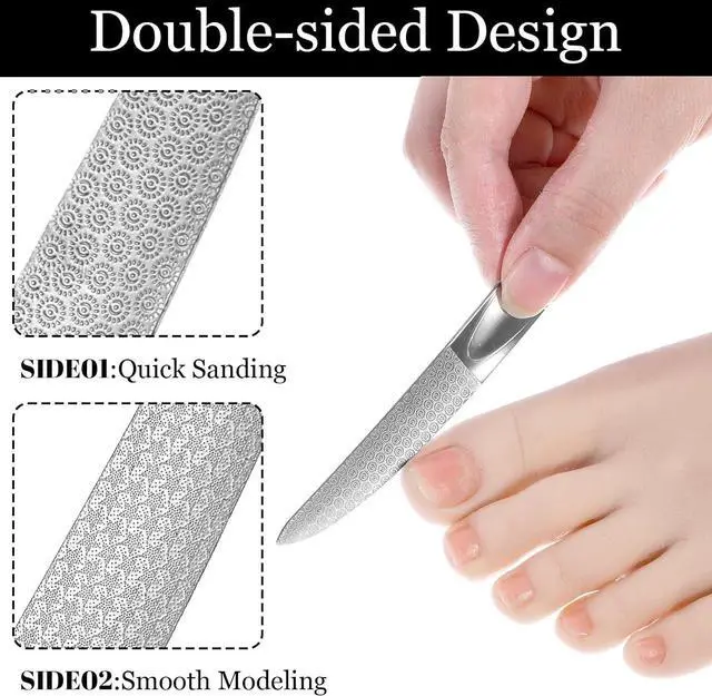 Alt view image 3 of 7 - Curved Nail File 4.9 in Metal Double-Sided Toenail File for Thick Toenails | Stainless Steel Finger Nail Buffer for Smooth, Shiny, Salon-Worthy Nails for Women and Men