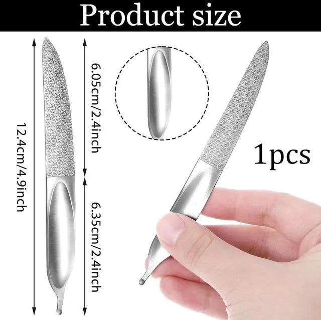 Alt view image 2 of 7 - Curved Nail File 4.9 in Metal Double-Sided Toenail File for Thick Toenails | Stainless Steel Finger Nail Buffer for Smooth, Shiny, Salon-Worthy Nails for Women and Men