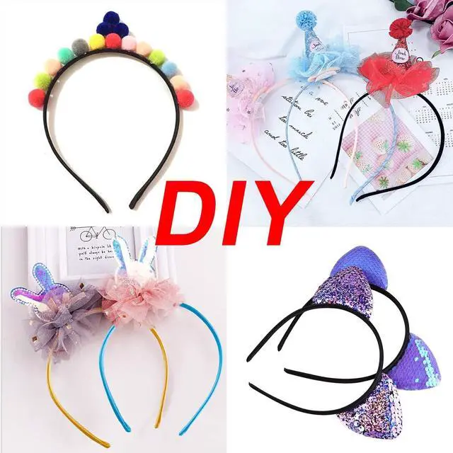 Alt view image 6 of 7 - Duufin 30 Pieces Satin Headbands for Girls 1cm/0.39 inch Girls Headbands | Crafts DIY Colorful Plain Satin Coverd Headbands Comfortable Stay in Place Girl Hair Accessories, 30 Colors