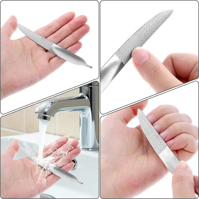 Alt view image 4 of 7 - Curved Nail File 4.9 in Metal Double-Sided Toenail File for Thick Toenails | Stainless Steel Finger Nail Buffer for Smooth, Shiny, Salon-Worthy Nails for Women and Men