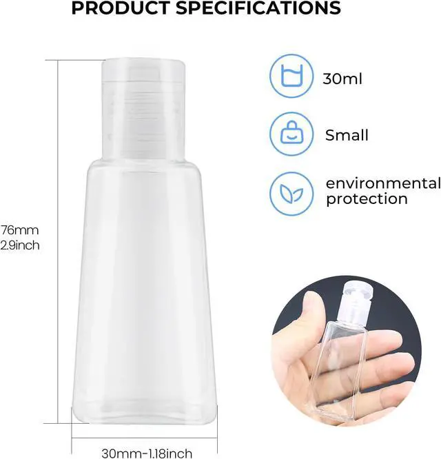 Alt view image 2 of 5 - INNOLIFE 6 Pack 1oz Flip Cap Squeeze Bottles Plastic Refillable Empty Travel BPA Free Container for Skin Cleanser