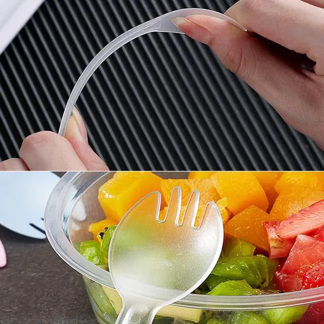 Alt view image 4 of 7 - 100PCS Disposable Sporks, Individually Wrappe Eco-Friendly Durable Plastic Spork, 2 in 1 Forks and Spoons Great for Lunch, Picnics or Restaurant and Party Supply (Pink)