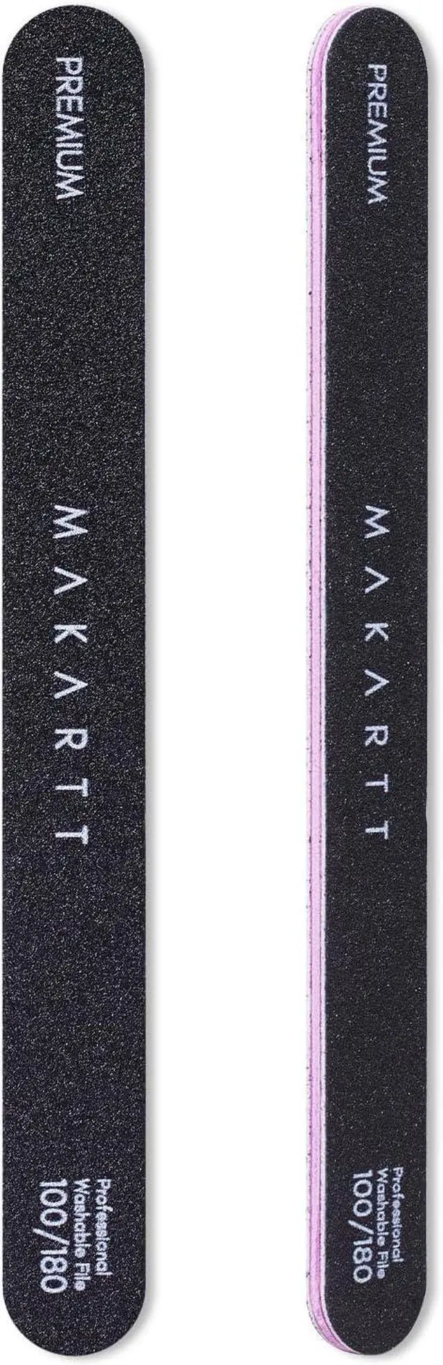 Main image of Makartt Nail Files 100/180 Grit - 2pcs Double Sides Black Trial Set | Emery Boards for Nails, Coarse 100 Grit Shapes Acrylic Gel Removal, 180 Grit Smooths Edges, Durable Design for Salon DIY