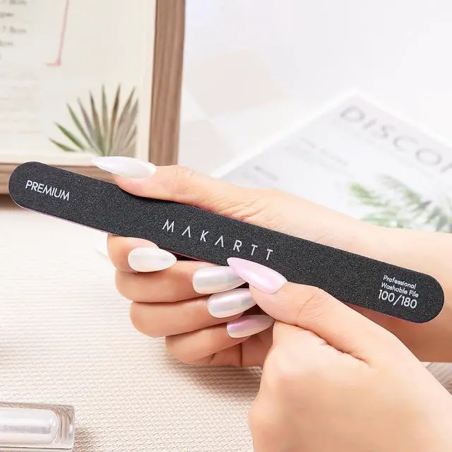 Alt view image 7 of 7 - Makartt Nail Files 100/180 Grit - 2pcs Double Sides Black Trial Set | Emery Boards for Nails, Coarse 100 Grit Shapes Acrylic Gel Removal, 180 Grit Smooths Edges, Durable Design for Salon DIY