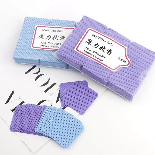 Alt view image 4 of 6 - 600 Pcs Lint Free Nail Wipes, Non-Woven Fabric Dry Nail Prep Pads, Nail Polish Remover Wipes Lash Extensions Glue Nail Cleaning Pads for Salon Supplies (Mixed Blue&Purple)