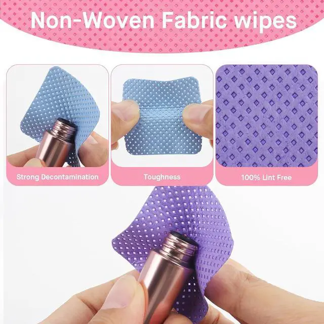 Alt view image 6 of 6 - 600 Pcs Lint Free Nail Wipes, Non-Woven Fabric Dry Nail Prep Pads, Nail Polish Remover Wipes Lash Extensions Glue Nail Cleaning Pads for Salon Supplies (Mixed Blue&Purple)