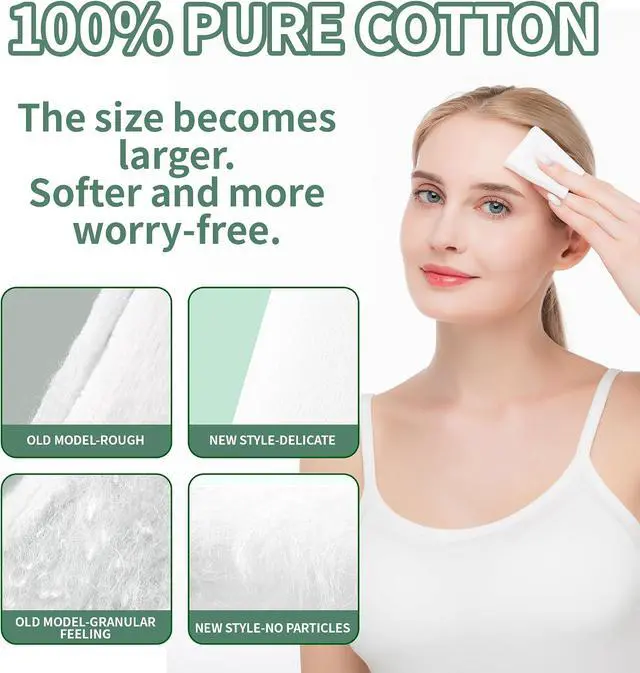 Alt view image 5 of 7 - Square Cotton Pads,180Ct, Ultra Soft & Lint-Free & Textured, Facial Eye Makeup Remover Pads, Face Pads Cleansing Cotton Squares, Natural Premium Cotton Rounds Cosmetic Cotton Pads for Daily Skin Care