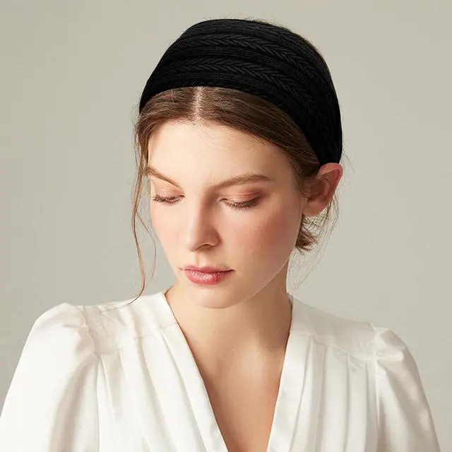 Alt view image 3 of 7 - Black Wide Headband for Women, Boho Headbands Thick Headbands with Teeth, Large Head Bands for Women's Hair Turban Hairbands Hair Accessories for Women