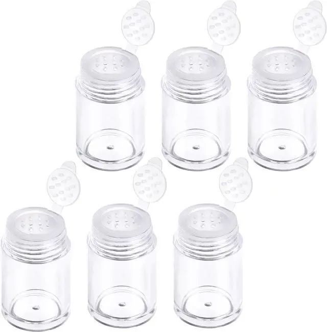 Main image of 6 Pcs Clear Plastic Loose Powder Bottle Glitter Powder Bottle Baby Powder Container with 12 Holes Sifter and Lids Loose Powder Containers 10 ml Travel Powder Container