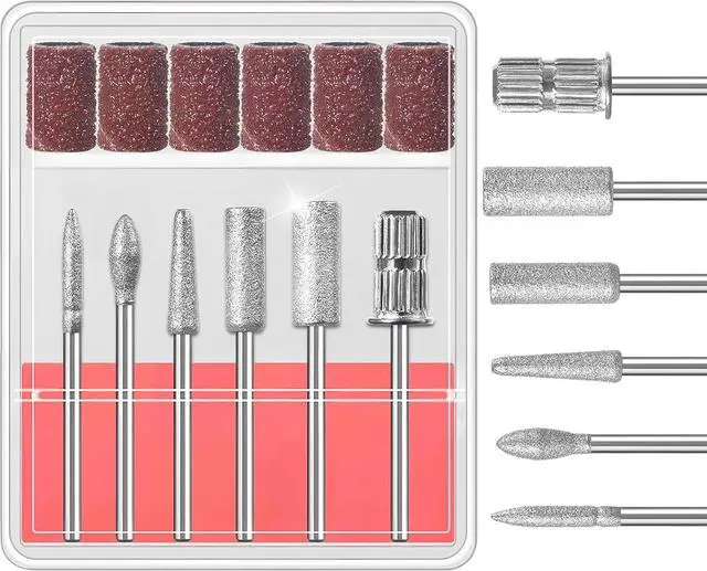 Main image of 12Pcs Nail Drill bits Set,Professional Nail Art Tools Set for Acrylic Art,with 6 pcs Sanding Bands for Manicure & Pedicure Crystal Nail Files,Perfect for Nail Salons & Beauty