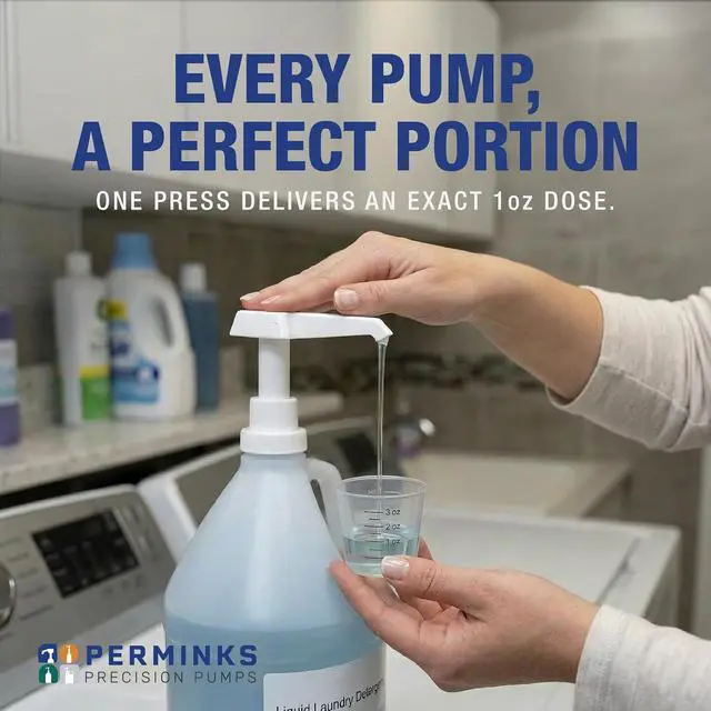 Alt view image 3 of 7 - PERMINKS Premium 1 Gallon Pump Dispenser, 1 oz Per Stroke Square Head Pump for Gallon Jug (38/400), Leak-Proof Industrial Design, Bottle Pump for Shampoo, Detergent, Syrups & Epoxy, BPA Free (1 Pack)