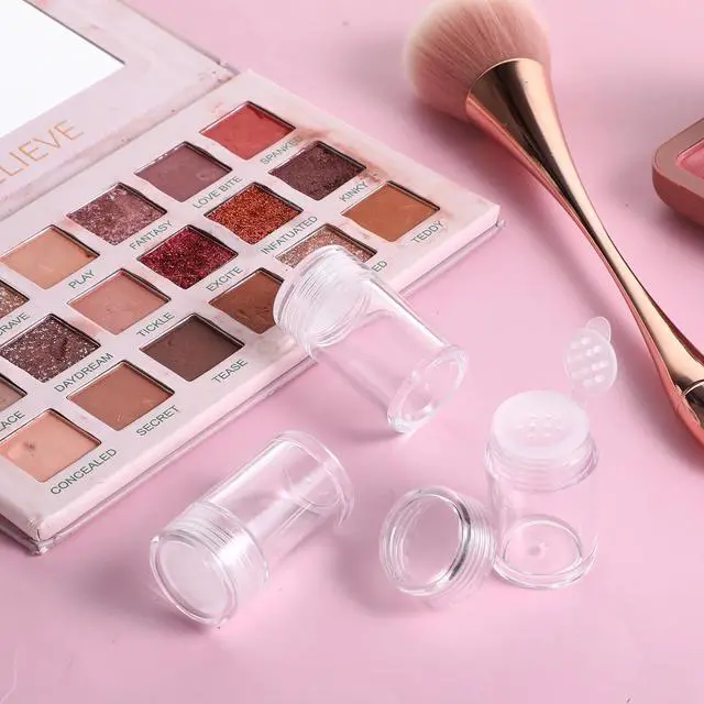 Alt view image 6 of 7 - 6 Pcs Clear Plastic Loose Powder Bottle Glitter Powder Bottle Baby Powder Container with 12 Holes Sifter and Lids Loose Powder Containers 10 ml Travel Powder Container