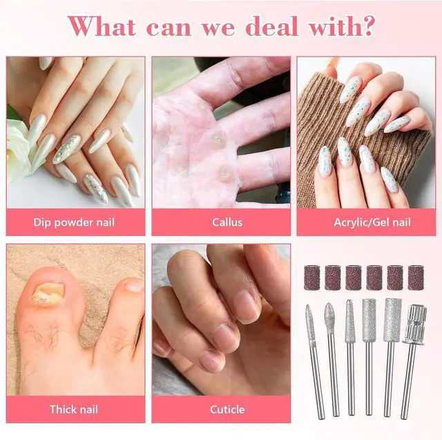 Alt view image 6 of 6 - 12Pcs Nail Drill bits Set,Professional Nail Art Tools Set for Acrylic Art,with 6 pcs Sanding Bands for Manicure & Pedicure Crystal Nail Files,Perfect for Nail Salons & Beauty