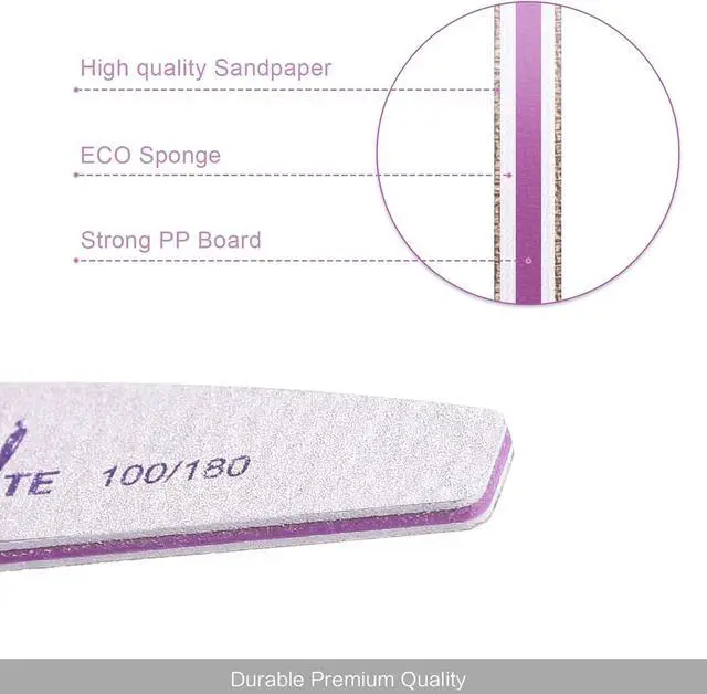 Alt view image 4 of 7 - Canvalite 25 PCS Nail File Professional Nail Files Reusable Double Sided Emery Board(100/180 Grit) Nail Styling Tools for Home and Salon Use