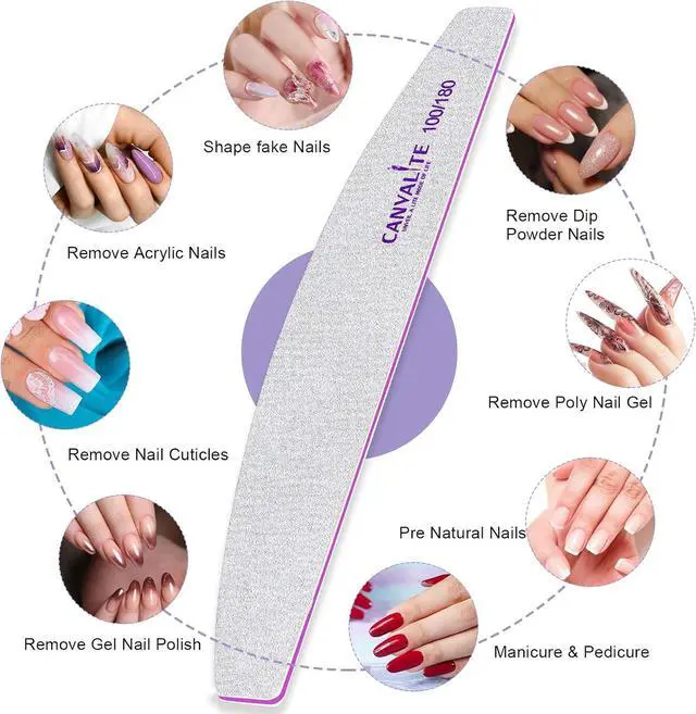 Alt view image 7 of 7 - Canvalite 25 PCS Nail File Professional Nail Files Reusable Double Sided Emery Board(100/180 Grit) Nail Styling Tools for Home and Salon Use
