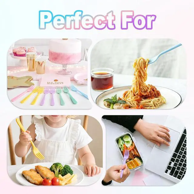 Alt view image 5 of 7 - 50 Pcs Pastel Plastic Forks, Heavy Duty Plastic Cutlery Sets Ten Pieces Per Color Forks for Birthday Baby Shower Gender Reveal, Wedding, Tea Party, Garden Party
