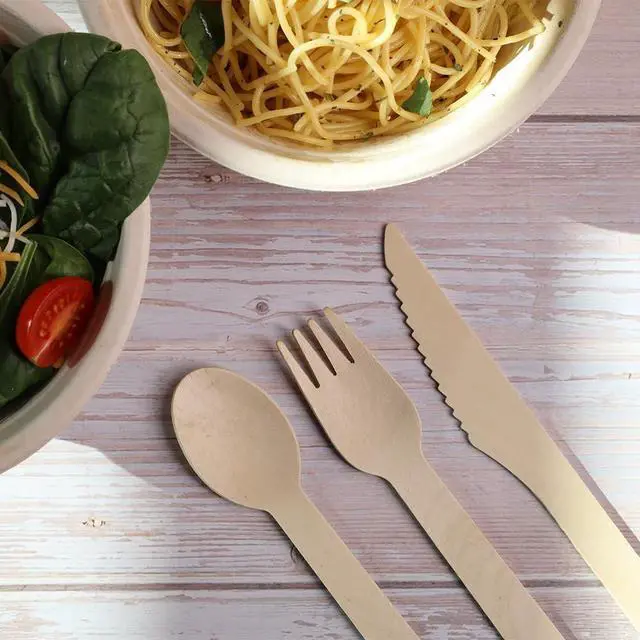 Alt view image 5 of 5 - Ofourteen Disposable Wooden Fork (100 pcs) - Magnolia Wood, Eco-Friendly & Compostable Utensils for Camping, Office, Travel, and Lunch Boxes