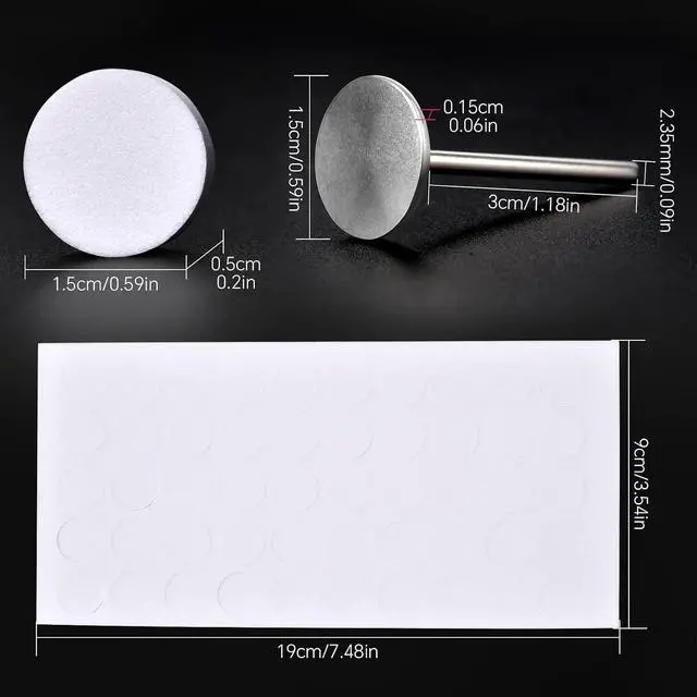 Alt view image 2 of 7 - KADS 100Pcs Nail Nail Buffing Self-Adhesive Replaceable Sandpaper Polishing Files Sanding Pads with Stainless Steel Disc Drill Bit