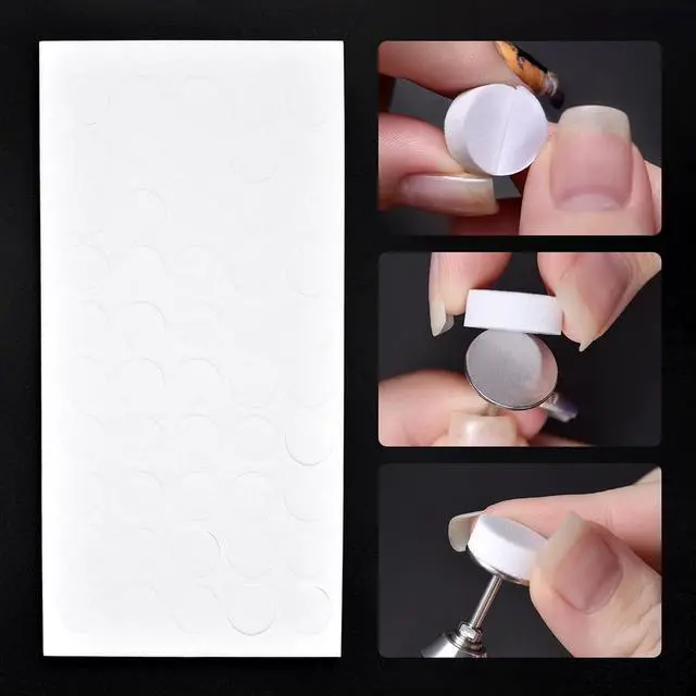 Alt view image 6 of 7 - KADS 100Pcs Nail Nail Buffing Self-Adhesive Replaceable Sandpaper Polishing Files Sanding Pads with Stainless Steel Disc Drill Bit