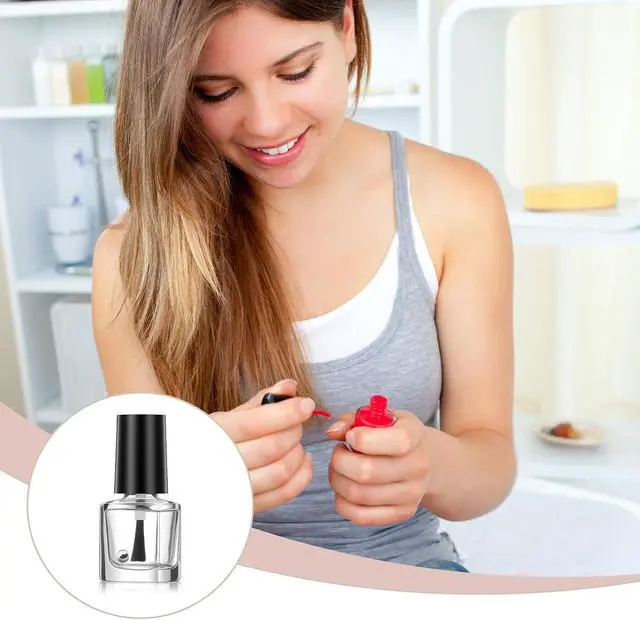 Alt view image 6 of 7 - 2 Pcs Empty Nail Polish Bottles with Brush Empty Fingernail Polish Bottles Glass Square Small 5ML Glass Bottle with Cap Funnel Mixing Balls Clear Nail Polishes Containers for Nails Art Samples