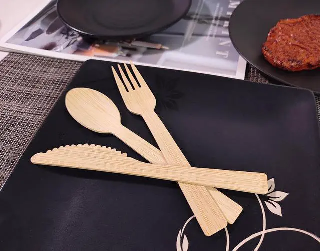 Alt view image 3 of 4 - GreenWorks 50 Count Bamboo Forks, 6.7 Inch large Size Compostable Biodegradable Fork