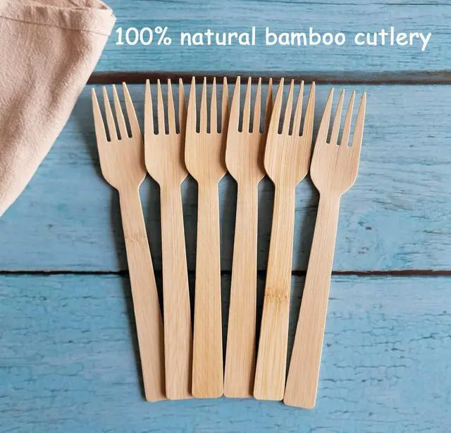 Alt view image 4 of 4 - GreenWorks 50 Count Bamboo Forks, 6.7 Inch large Size Compostable Biodegradable Fork