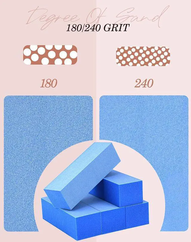 Alt view image 2 of 7 - Maryton Nail Buffer Blocks, Fine 180/240 Grit for Natural Nails, 5 PCS | 3 Way, Professional Buffing File Block, Salon Grade, Buff Nail Prior to Application of Gel Polish, Acrylic, Blue
