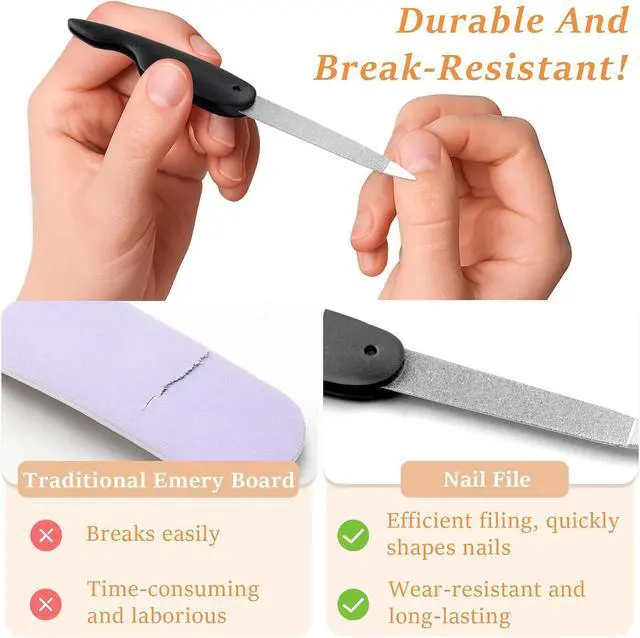 Alt view image 2 of 7 - 4PCS Folding Metal Nail Files Stainless Steel Double-Sided Cuticle & Nail Care Tools for Men and Women (2 Pink + 2 Black)