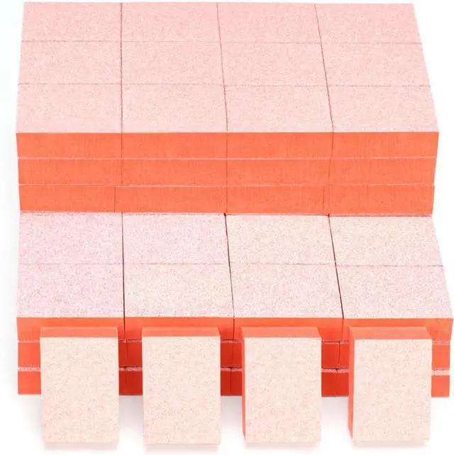 Main image of Nail Buffer Block - 100 Pcs Mini Buffers 80/100 2 Way Grit Orange | 1.3" Long, High-elastic Sponge, Washable & Reusable, Natural Nails Cleanup & Prep , Small Buffing Kits, Travel Size, Home DIY