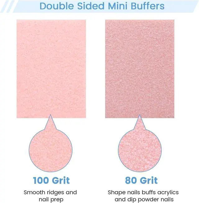 Alt view image 3 of 7 - Nail Buffer Block - 100 Pcs Mini Buffers 80/100 2 Way Grit Orange | 1.3" Long, High-elastic Sponge, Washable & Reusable, Natural Nails Cleanup & Prep , Small Buffing Kits, Travel Size, Home DIY