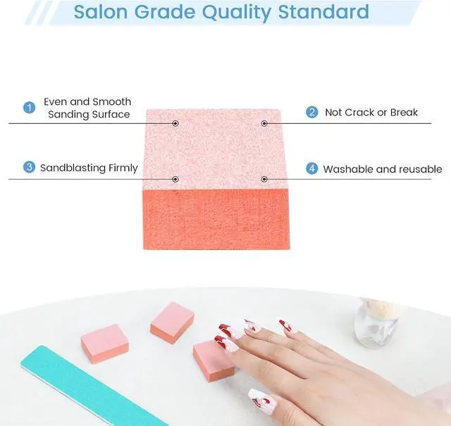 Alt view image 4 of 7 - Nail Buffer Block - 100 Pcs Mini Buffers 80/100 2 Way Grit Orange | 1.3" Long, High-elastic Sponge, Washable & Reusable, Natural Nails Cleanup & Prep , Small Buffing Kits, Travel Size, Home DIY