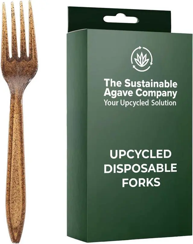 Main image of Sustainable Agave Co - Agave Fiber Forks - 24 Count - Plant-Based, Made With Upcycled Materials - Brown, Bulk