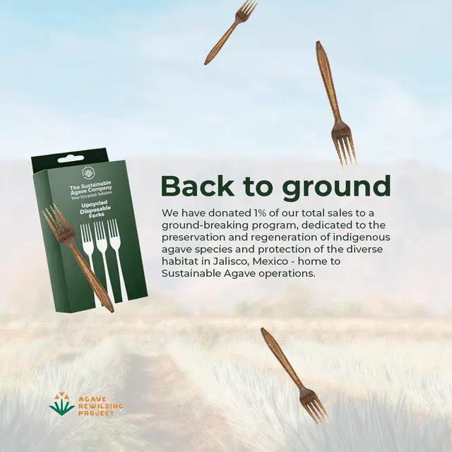 Alt view image 4 of 7 - Sustainable Agave Co - Agave Fiber Forks - 24 Count - Plant-Based, Made With Upcycled Materials - Brown, Bulk