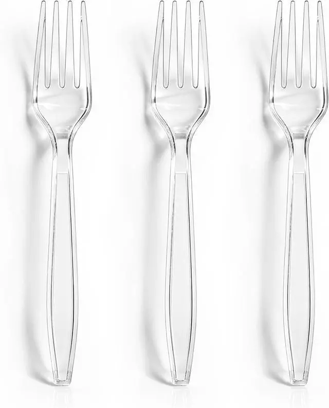 Main image of 120 Count Heavy Duty Clear Plastic Forks, Solid Disposable Forks | Premium Quality, BPA-Free, Heat Resistant, Durable Disposable Forks for Daily Use and Party