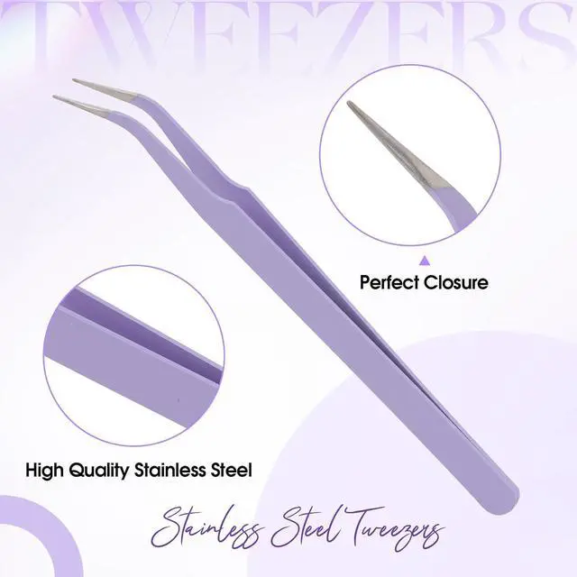 Alt view image 2 of 7 - WENDY LASHES Tweezers for Eyelash Extensions, Lash Applicator Tool Purple | Precision Tip, Stainless Steel, Anti-slip Grip, Professional Grade