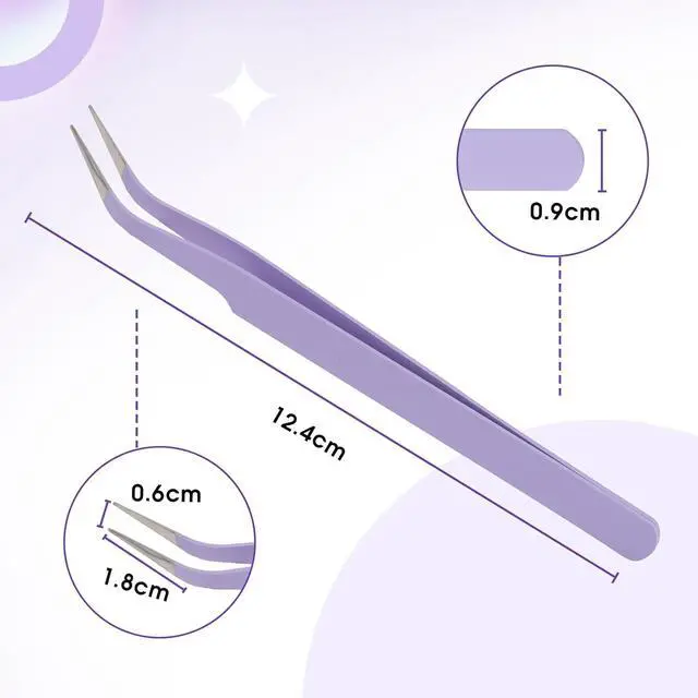 Alt view image 4 of 7 - WENDY LASHES Tweezers for Eyelash Extensions, Lash Applicator Tool Purple | Precision Tip, Stainless Steel, Anti-slip Grip, Professional Grade