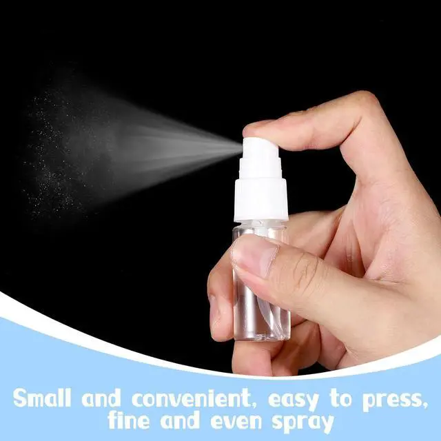 Alt view image 4 of 7 - 4 PCS Travel Spray Bottle, Mini Spray Bottles Plastic Fine Mist Spray Bottles Small Refillable Travel Bottle Empty Liquid Container for Perfume, Care Liquid, Cosmetics (0.5 Oz/15ml)