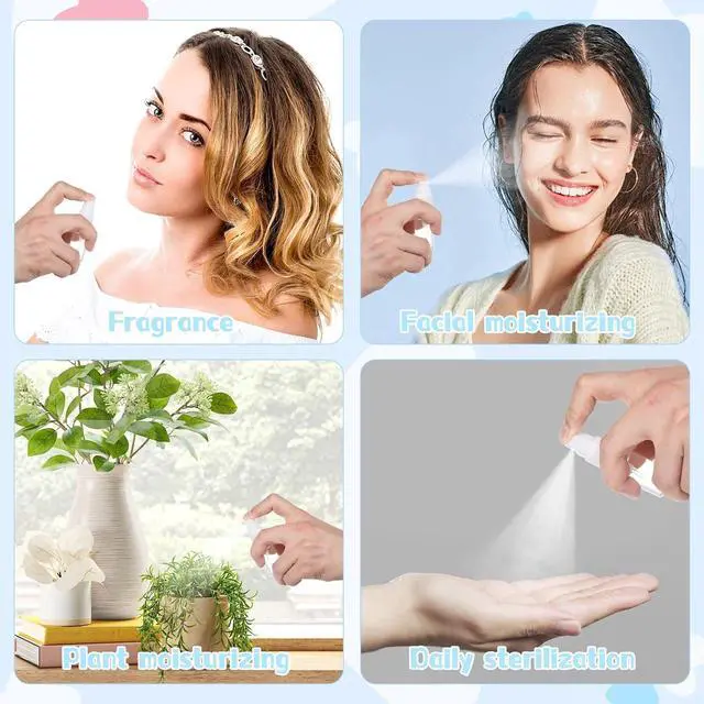 Alt view image 6 of 7 - 4 PCS Travel Spray Bottle, Mini Spray Bottles Plastic Fine Mist Spray Bottles Small Refillable Travel Bottle Empty Liquid Container for Perfume, Care Liquid, Cosmetics (0.5 Oz/15ml)