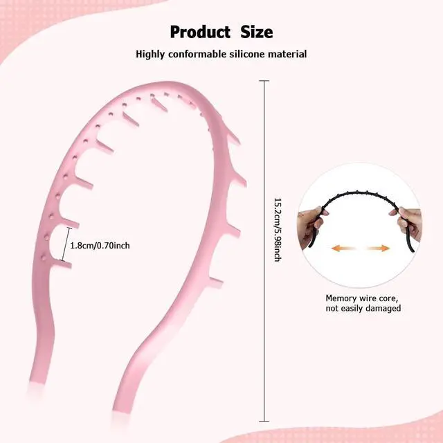 Alt view image 7 of 7 - 2Pcs Silicone Zig Zag Headbands for Women's, Non Slip Hairband with Teeth | Hair Zig Fashion Accessories, Ideal Gifts for Girls, Suitable for Daily Yoga Exercise Wavy Headband (Black&Pink)