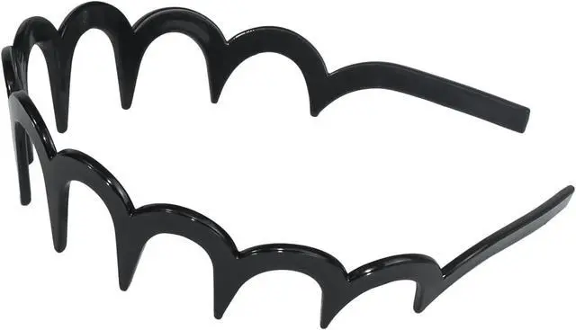 Alt view image 7 of 7 - 2026 Zigzag Headbands for Women, 2-Pack U-Shaped Hair Comb Headbands, Non-Slip Slick-Back Hair Accessories, Black & Tortoise Recycled Plastic, Teeth Hairband for Everyday Styling & Workout