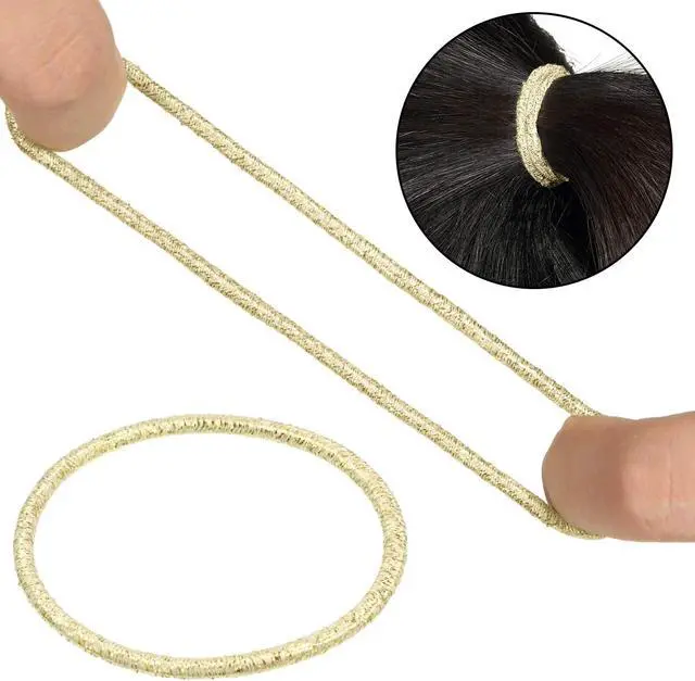 Alt view image 2 of 7 - TecUnite 100 Pieces Gold Hair Ties Set Rubber Bands and Hair Bobby Pins No-metal Elastic Ties Ponytail Accessories for Women Holders Small Rubber Bands 3mm Thin Mini Ropes with 50 Bobby Pins