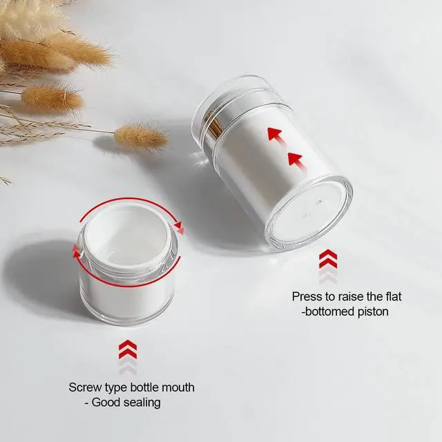 Alt view image 3 of 7 - Airless Pump Jar Cosmetic Containers Lotion Bottles for Skincare, 1.0 Oz | Pump Press & Light-Proof Cosmetic Protection, Portable For Multiple, Durable & Leak-Proof Design, Reusable & Refillable