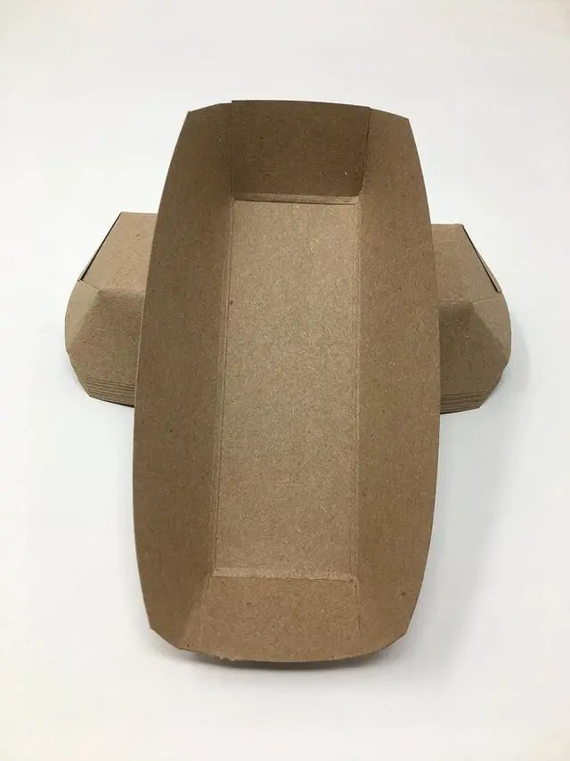 Main image of Mr Miracle 7 Inch Paper Hot Dog Tray in Kraft Paper. Pack of 25. Disposable, Recyclable and Fully Biodegradable. Made in USA