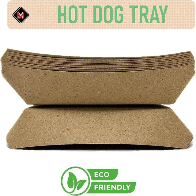 Alt view image 2 of 7 - Mr Miracle 7 Inch Paper Hot Dog Tray in Kraft Paper. Pack of 25. Disposable, Recyclable and Fully Biodegradable. Made in USA